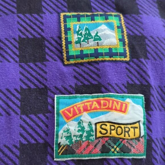 Vintage Adrienne Vittadini purple and black checkered forest theme sweatshirt 🌲 - Picture 3 of 7